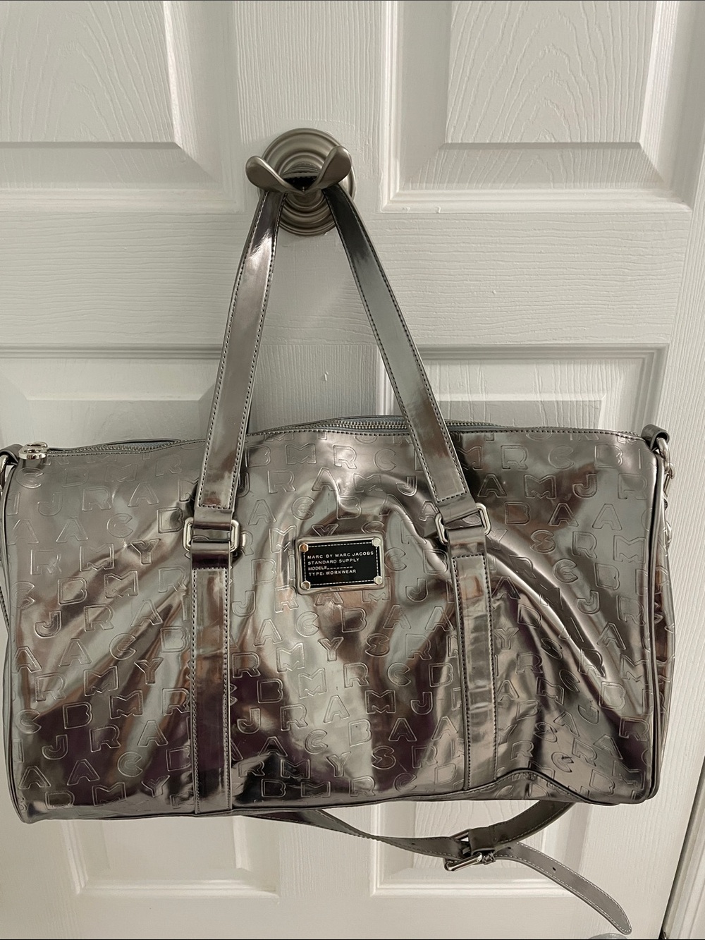 Marc by Marc Jacobs Metallic Silver Embossed Duffle/Weekender